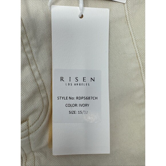 Risen Tummy Control Wide Leg Womens Jeans 15 32 Ivory Cream Stretch High Waist - Picture 8 of 9